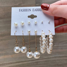 Load image into Gallery viewer, Fashion Gold Hoop Earrings Set Women Pearl Hoop Earrings Oversize Metal Circle Punk Earring 2020 Female Fashion Jewelry