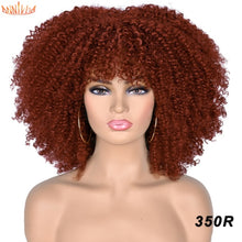 Load image into Gallery viewer, Short Hair Afro Kinky Curly Wigs With Bangs For Black Women African Synthetic Ombre Glueless Cosplay Wigs High Temperature 14"