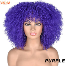 Load image into Gallery viewer, Short Hair Afro Kinky Curly Wigs With Bangs For Black Women African Synthetic Ombre Glueless Cosplay Wigs High Temperature 14"