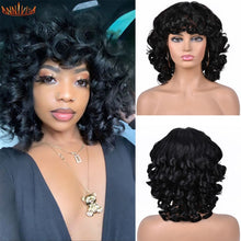 Load image into Gallery viewer, Short Hair Afro Kinky Curly Wigs With Bangs For Black Women Synthetic African Ombre Glueless Cosplay Wigs High Temperature