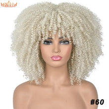 Load image into Gallery viewer, Short Hair Afro Kinky Curly Wigs With Bangs For Black Women African Synthetic Ombre Glueless Cosplay Wigs High Temperature 14"