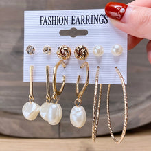 Load image into Gallery viewer, Fashion Gold Hoop Earrings Set Women Pearl Hoop Earrings Oversize Metal Circle Punk Earring 2020 Female Fashion Jewelry