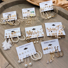 Load image into Gallery viewer, Fashion Gold Hoop Earrings Set Women Pearl Hoop Earrings Oversize Metal Circle Punk Earring 2020 Female Fashion Jewelry