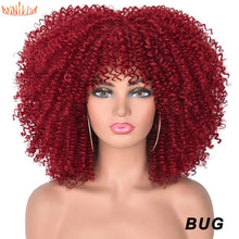 Load image into Gallery viewer, Short Afro Kinky Curly Wigs With Bangs For Black Women Blonde Mixed Brown Synthetic Cosplay African Wigs Heat Resistant Annivia