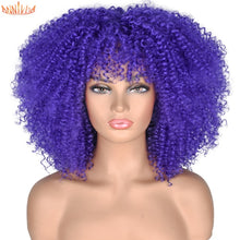 Load image into Gallery viewer, Short Afro Kinky Curly Wigs With Bangs For Black Women Blonde Mixed Brown Synthetic Cosplay African Wigs Heat Resistant Annivia
