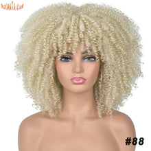Load image into Gallery viewer, Short Afro Kinky Curly Wigs With Bangs For Black Women Blonde Mixed Brown Synthetic Cosplay African Wigs Heat Resistant Annivia