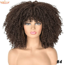 Load image into Gallery viewer, Short Afro Kinky Curly Wigs With Bangs For Black Women Blonde Mixed Brown Synthetic Cosplay African Wigs Heat Resistant Annivia