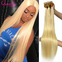 Load image into Gallery viewer, Blonde 613 Color 28 30 32 34 36 38 40 Inch Long Brazilian Straight Hair Bundle Human Hair Remy Brazilian Hair Weave Bundles