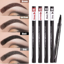 Load image into Gallery viewer, Waterproof Natural Eyebrow Pen Four-claw Eye Brow Tint Makeup three Colors Eyebrow Pencil Brown Black Grey Brush Cosmetics