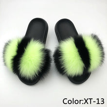 Load image into Gallery viewer, SARSALLYA Fur Slippers Women Real Fox Fur Slides Home Furry Flat Sandals Female Cute Fluffy House Shoes Woman Brand Luxury 2021