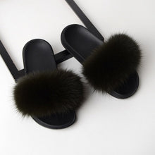 Load image into Gallery viewer, SARSALLYA Fur Slippers Women Real Fox Fur Slides Home Furry Flat Sandals Female Cute Fluffy House Shoes Woman Brand Luxury 2021