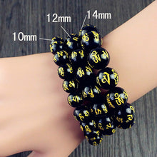 Load image into Gallery viewer, Feng Shui Obsidian Beads Bracelet Six Word Proverbs Charms Women Lucky Wealth Bracelet for Couple Gift Fashion Trendy Jewelry