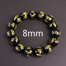 Load image into Gallery viewer, Feng Shui Obsidian Beads Bracelet Six Word Proverbs Charms Women Lucky Wealth Bracelet for Couple Gift Fashion Trendy Jewelry
