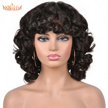Load image into Gallery viewer, Short Hair Afro Kinky Curly Wigs With Bangs For Black Women Synthetic African Ombre Glueless Cosplay Wigs High Temperature