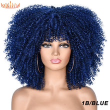 Load image into Gallery viewer, Short Afro Kinky Curly Wigs With Bangs For Black Women Blonde Mixed Brown Synthetic Cosplay African Wigs Heat Resistant Annivia