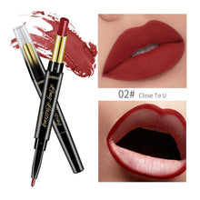 Load image into Gallery viewer, QIBEST 2 In 1 Matte Lipstick Lip Liner Nude Lipliner Makeup Waterproof Lipstick Pen Long Lasting Lip Pencil Makeup Lips Cosmetic