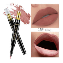 Load image into Gallery viewer, QIBEST 2 In 1 Matte Lipstick Lip Liner Nude Lipliner Makeup Waterproof Lipstick Pen Long Lasting Lip Pencil Makeup Lips Cosmetic