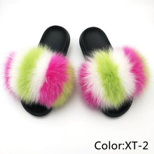 Load image into Gallery viewer, SARSALLYA Fur Slippers Women Real Fox Fur Slides Home Furry Flat Sandals Female Cute Fluffy House Shoes Woman Brand Luxury 2021