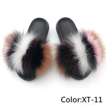 Load image into Gallery viewer, SARSALLYA Fur Slippers Women Real Fox Fur Slides Home Furry Flat Sandals Female Cute Fluffy House Shoes Woman Brand Luxury 2021