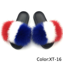 Load image into Gallery viewer, SARSALLYA Fur Slippers Women Real Fox Fur Slides Home Furry Flat Sandals Female Cute Fluffy House Shoes Woman Brand Luxury 2021