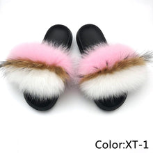 Load image into Gallery viewer, SARSALLYA Fur Slippers Women Real Fox Fur Slides Home Furry Flat Sandals Female Cute Fluffy House Shoes Woman Brand Luxury 2021