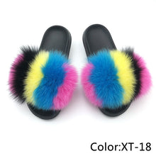 Load image into Gallery viewer, SARSALLYA Fur Slippers Women Real Fox Fur Slides Home Furry Flat Sandals Female Cute Fluffy House Shoes Woman Brand Luxury 2021
