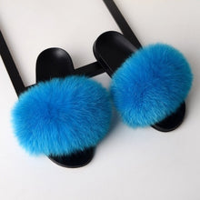 Load image into Gallery viewer, SARSALLYA Fur Slippers Women Real Fox Fur Slides Home Furry Flat Sandals Female Cute Fluffy House Shoes Woman Brand Luxury 2021