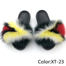 Load image into Gallery viewer, SARSALLYA Fur Slippers Women Real Fox Fur Slides Home Furry Flat Sandals Female Cute Fluffy House Shoes Woman Brand Luxury 2021