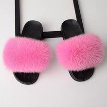 Load image into Gallery viewer, SARSALLYA Fur Slippers Women Real Fox Fur Slides Home Furry Flat Sandals Female Cute Fluffy House Shoes Woman Brand Luxury 2021
