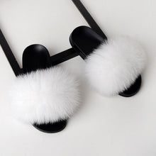 Load image into Gallery viewer, SARSALLYA Fur Slippers Women Real Fox Fur Slides Home Furry Flat Sandals Female Cute Fluffy House Shoes Woman Brand Luxury 2021