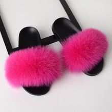Load image into Gallery viewer, SARSALLYA Fur Slippers Women Real Fox Fur Slides Home Furry Flat Sandals Female Cute Fluffy House Shoes Woman Brand Luxury 2021