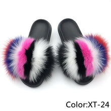 Load image into Gallery viewer, SARSALLYA Fur Slippers Women Real Fox Fur Slides Home Furry Flat Sandals Female Cute Fluffy House Shoes Woman Brand Luxury 2021