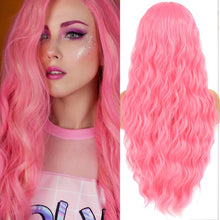 Load image into Gallery viewer, Long Wave Hairstyle Wigs middle orange black wig heat-resistant fiber synthetic wig for women Cosplay