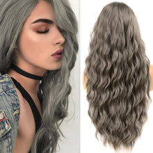 Load image into Gallery viewer, Long Wave Hairstyle Wigs middle orange black wig heat-resistant fiber synthetic wig for women Cosplay