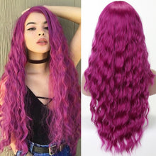 Load image into Gallery viewer, Long Wave Hairstyle Wigs middle orange black wig heat-resistant fiber synthetic wig for women Cosplay