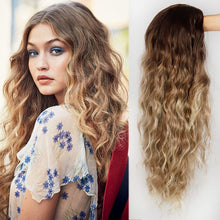 Load image into Gallery viewer, Long Wave Hairstyle Wigs middle orange black wig heat-resistant fiber synthetic wig for women Cosplay