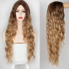 Load image into Gallery viewer, Long Wave Hairstyle Wigs middle orange black wig heat-resistant fiber synthetic wig for women Cosplay