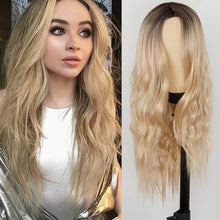 Load image into Gallery viewer, Long Wave Hairstyle Wigs middle orange black wig heat-resistant fiber synthetic wig for women Cosplay