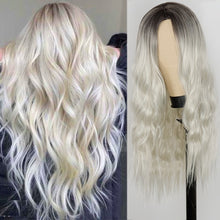 Load image into Gallery viewer, Long Wave Hairstyle Wigs middle orange black wig heat-resistant fiber synthetic wig for women Cosplay