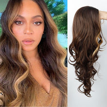 Load image into Gallery viewer, Long Wave Hairstyle Wigs middle orange black wig heat-resistant fiber synthetic wig for women Cosplay