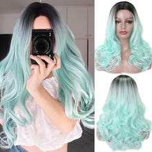 Load image into Gallery viewer, Long Wave Hairstyle Wigs middle orange black wig heat-resistant fiber synthetic wig for women Cosplay