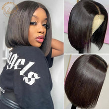 Load image into Gallery viewer, Red Bob Lace Front Wig 13X4 Colored Human Hair Lace Frontal Wigs Ombre 1B/27 Honey Blonde Ginger Burgundy 99J Short Bob Wigs