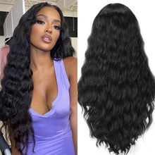 Load image into Gallery viewer, Long Wave Hairstyle Wigs middle orange black wig heat-resistant fiber synthetic wig for women Cosplay