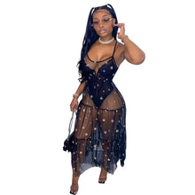 Load image into Gallery viewer, ANJAMANOR Glitter Star Sequin Black Mesh Sexy Maxi Dresses for Women Clothing Summer Sundresses Party Club Outfits D89-CD23