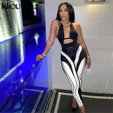 Load image into Gallery viewer, Kliou Striped Hipster Leggings Women Summer Medium Waist Patchwork Trousers Body-shaping Active Party Streetwear Skinny Pants