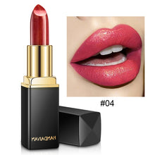 Load image into Gallery viewer, Handaiyan Waterproof Nude Glitter Lipstick Makeup Long Lasting Velve Red Mermaid Sexy Shimmer Lip Stick Cosmetics Beauty