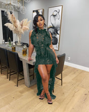 Load image into Gallery viewer, Adogirl Newest Women Sexy Ruffle Black Lace Dress See Through Sleeveless Bodycon Hi-Lo Floor Length Club Party Wear Vestidos