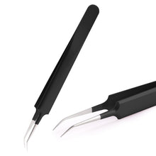 Load image into Gallery viewer, Tweezers Stainless Steel Gold Blue for eyelash extension high-precision eyelash extension tweezers Thin tip