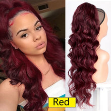 Load image into Gallery viewer, Vigorous Long Wavy Ponytail Hair Synthetic Drawstring Ponytail Clip in Hairpiece Black Wave Ponytail for Black Women