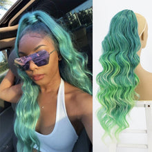 Load image into Gallery viewer, Vigorous Long Wavy Ponytail Hair Synthetic Drawstring Ponytail Clip in Hairpiece Black Wave Ponytail for Black Women